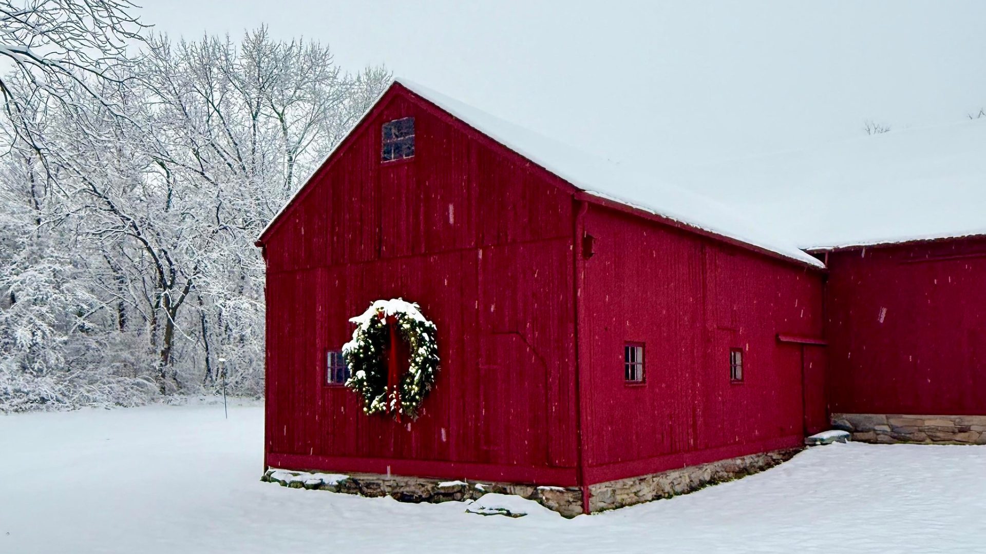 Red Barn at Winter in Connecticut